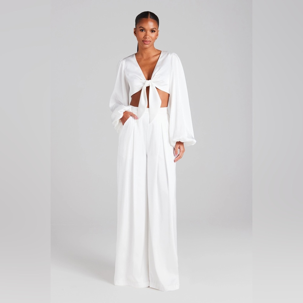 NADINE MERABI Daniela Elegant White Trousers NWT S 6
